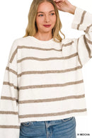 Zenana Wool Blend Striped Sweater