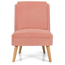 Velvet Accent Armless Side Chair with Rubber Wood Legs for Bedroom
