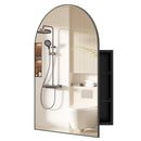 Wall-Mounted Storage Cabinet with Arched Mirror 34" x 22"