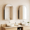 Wall-Mounted Storage Cabinet with Arched Mirror 34" x 22"