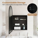 Wall-Mounted Storage Cabinet with Arched Mirror 34" x 22"