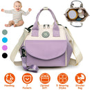 Baby Nappy Diaper Bag with 6 Pockets Burp Cloth Adjustable Shoulder Strap Detachable Small Bag Multifunctional Diaper Changing Bag with 2 Insulated Po