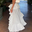 Party Style Pleated Ruffles Irregular Long Dress