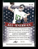 Justin Herbert 2020 #AA-JH2 Leaf Valiant All-American Autographs Pink #/15