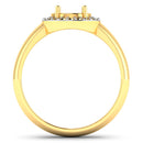 0.22 Carat Genuine White Diamond 14K Yellow Gold Semi Mount Ring - holds 9x7mm Oval Gemstone