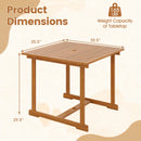 35.5" Acacia Wood Outdoor Dining Table with Umbrella Hole
