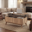 35.5" Rectangle Wooden Fluted Lift Top Coffee Table-Walnut