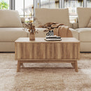 35.5" Rectangle Wooden Fluted Lift Top Coffee Table-Walnut