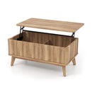 35.5" Rectangle Wooden Fluted Lift Top Coffee Table-Walnut