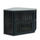 Wooden Dog Crate End Table with Adjustable Bowl Rack 35.5"