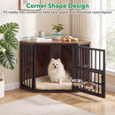 Wooden Dog Crate End Table with Adjustable Bowl Rack 35.5"