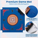 35 Inch 4 Player Game Card Folding Mahjong Table with Cup Holders-Blue