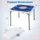 35 Inch 4 Player Game Card Folding Mahjong Table with Cup Holders-Blue