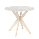36-Inch Mid Century Modern Kitchen Table with Faux Marble Tabletop and Solid Rubber Wood Legs