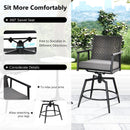 360 Degree Swivel Bar Stool Set of 2 with Metal Frame and PE Rattan Backrest-Black
