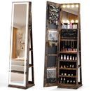 360¬∞ Swivel Freestanding Jewelry Cabinet with Lighted Full Length Mirror