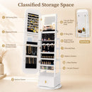 Jewelry Armoire with Full-Length Mirror and 360° Swivel Base