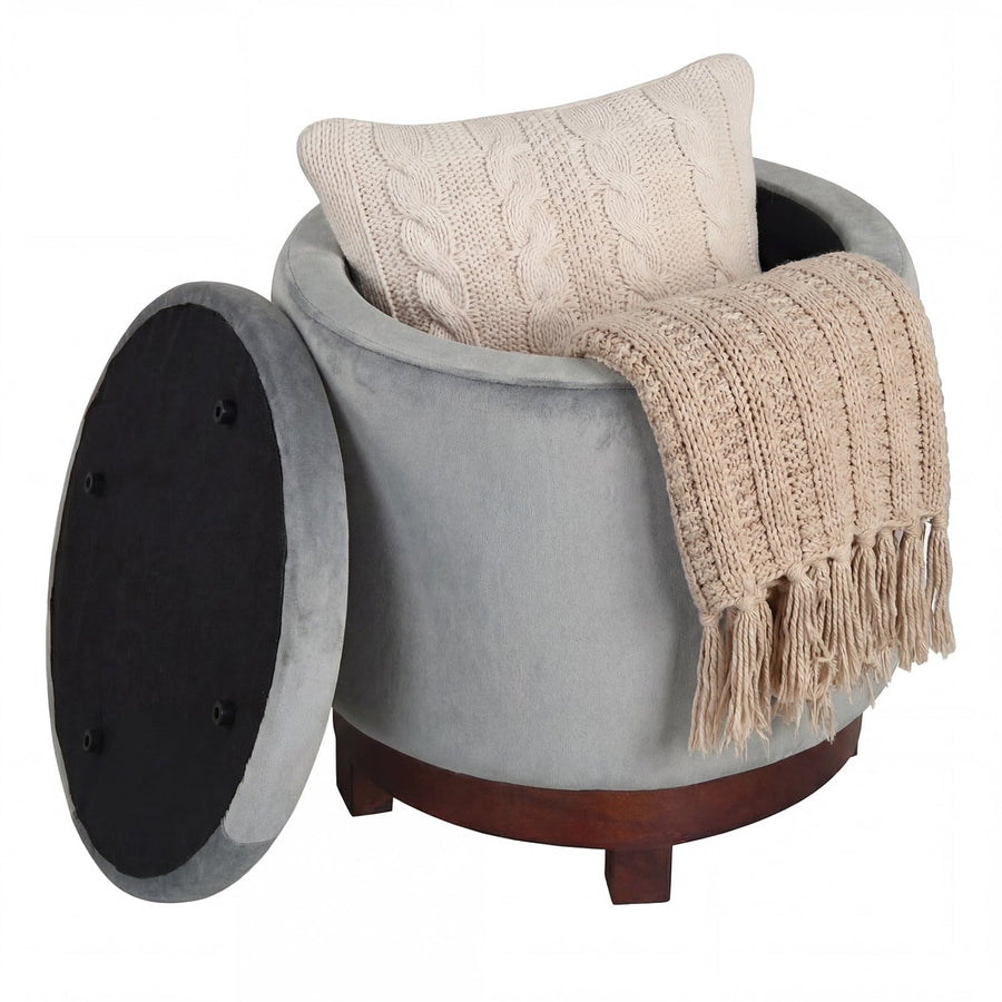 360° Swivel Velvet Foot Rest with Hidden Storage for Living Room