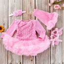 Baby Long Sleeve Compound Rose Romper Dress