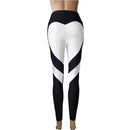 Butt-lifting Heart-patterned Patchwork Leggings With Excellent Stretch