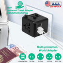 Universal Travel Power Adapter All in One AC Power Plug Adapter International Wall Charger with 4 Charging Ports for Phones Tablets Cameras US UK EU A