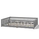Montessori Floor Bed with Safety Guardrails and Lockable Door