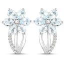 1.54 Carat Genuine Aquamarine and White Topaz .925 Sterling Silver Earrings
