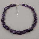 Amethyst Beaded Necklace, Genuine Raw Amethyst Beads Necklace for Women in Sterling Silver, February Birthstone Necklace, Gift for Mom