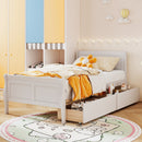 Twin Size Sleigh Bed with 2 Storage Drawers Wood Platform Bed Frame