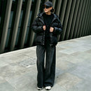 Womens Winter American-Style Fake Two-Piece Patchwork Hooded Cotton Padded Coat