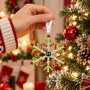 Personalized Photo Projection Red and Green Snowflake Ornament