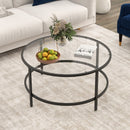 36 Inch Round Coffee Table with Tempered Glass Tabletop