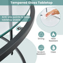 36 Inch Round Coffee Table with Tempered Glass Tabletop