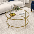 36 Inch Round Coffee Table with Tempered Glass Tabletop