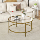 36 Inch Round Coffee Table with Tempered Glass Tabletop