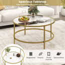36 Inch Round Coffee Table with Tempered Glass Tabletop