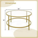 36 Inch Round Coffee Table with Tempered Glass Tabletop