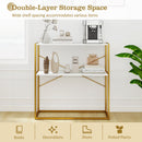 36" Console Table 2-Tier Entryway Table with Wooden Open Shelves and Metal Frame