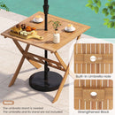 36-Inch Acacia Wood Folding Patio Dining Table with Umbrella Hole for 4 People