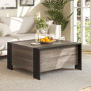 36.5 Inch Coffee Table with Sliding Top and Hidden Compartment