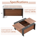 36.5 Inch Coffee Table with Sliding Top and Hidden Compartment