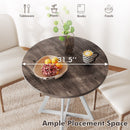 36 Inch Round Dining Table with Metal Pedestal Base-Natural