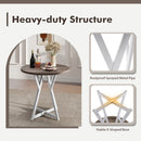 36 Inch Round Dining Table with Metal Pedestal Base-Natural