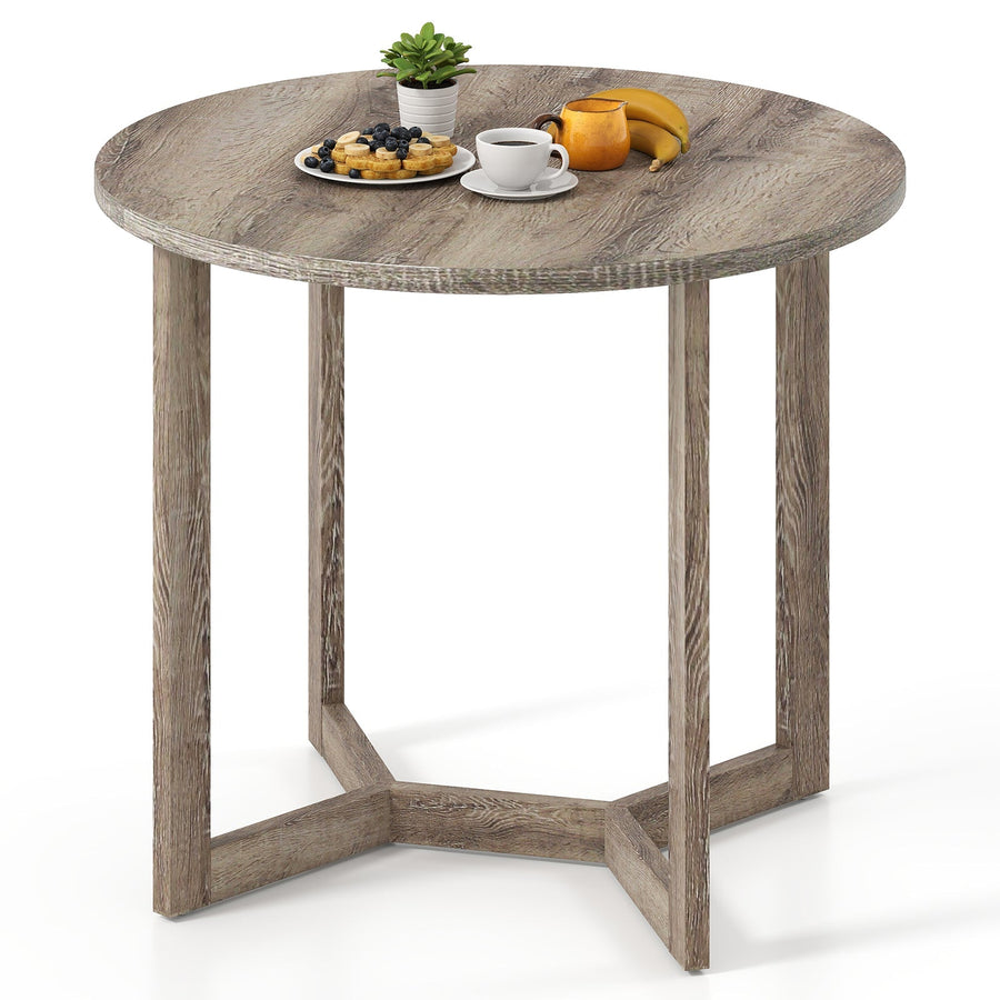36 Inch Round Wood Dining Table for 2-4 People with Wing-shaped Pedestal Base