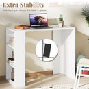 36 Inch White Computer Desk with 3 Open Shelves for Home Office Study-White