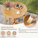 36 Inches Outdoor Folding Round Dining Table with Slatted Tabletop