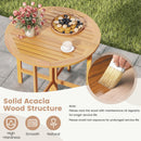 36 Inches Outdoor Folding Round Dining Table with Slatted Tabletop