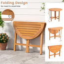 36 Inches Outdoor Folding Round Dining Table with Slatted Tabletop