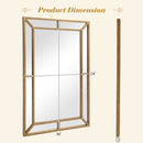 36 x 24 Inch Gold Wall Mirror with Beaded Frame for Living Room
