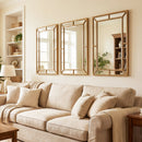 36 x 24 Inch Gold Wall Mirror with Beaded Frame for Living Room